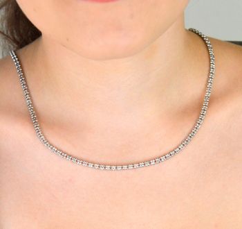 Damski naszyjnik ze srebra 925, długość 42 cm, 11,50 g. Grawerowane kuleczki tworzące geometryczne kwadraciki. Zapięcie karabińczyk. Szybka wysyłka! (3).JPG